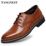 Tangnest 2017 High-Quality Men Shoes Fashion Split Leather Men Business Flats Casual Lace-Up Bullock Oxfords Shoes Man XMP367