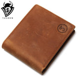 Free Shipping Hot Sale Men's Genuine Crazy Horse Leather Small Wallets Pocketbook Purse Low Price
