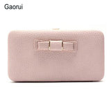 Gaorui New Women Bow Wallet Fashion Long PU Leather Card Money Phone Holder Large Capacity Purse Ladies Lovely Day Clutch Bag
