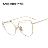 MERRY'S Women Cat Eye Eyewear Frames Twin-Beams Women Optical Eyeglasses Gold Glasses Frames S'7882