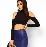 EAST KNITTING Women's Clothing 2017 New Crop Tops Summer Sexy Off The Shoulder Long Sleeve T-shirts Tees For Woman