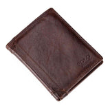 VICUNA POLO Large Capacity Genuine Leather Men Wallet With Coin Pocket Waxy Cow Leather Mens Short Wallets billetera hombre