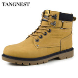 Tangnest Rubber Boots Men 2017 Autumn Casual Working Boots Fashion Male Ankle Boots Solid High Top Platform Shoes Man XMX496