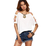 SheIn T shirt Women 2016 Clothing Summer Casual T-shirt Tops Ladies Beige Square Neck Cut Out Short Sleeve T-shirt