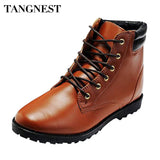Tangnest 2017 Hot Sale Fashion Solid PU Leather Boots Man Casual Pointed Toe Comfortable Ankle Boots For Spring & Autumn XMB014