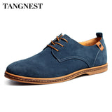 Tangnest Luxury Brand Men Oxfords Shoes 2017 New Men Lace Up Fur Flats Male Suede Leather Dress Shoes Man Big Size 38-48 XMR352