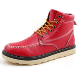 Tangnest Men's Boots Autumn Winter Men Work Boots Pu Leather High Top Shoes For Male Casual Lace Up Footwear Man Brown XMX566