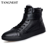 Tangnest Men Boots 2017 Winter Unisex Ankle Boots Man With Fur PU Leather High Top Shoes For Lovers Flats Size 36~48 XMX610