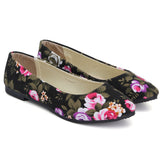 Women Loafers Fashion Spring Autumn Print Flower Flat Shoe Woman Ladies Slip-On Antiskid Flats Boats Canvas Pointed Toe Shoes