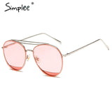 Simplee Vintage twin-beams sunglasses women 2017 Summer beach alloy framephotochromic glasses Transparent oval sun glasses