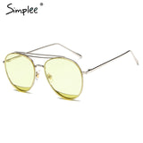 Simplee Vintage twin-beams sunglasses women 2017 Summer beach alloy framephotochromic glasses Transparent oval sun glasses