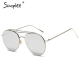 Simplee Vintage twin-beams sunglasses women 2017 Summer beach alloy framephotochromic glasses Transparent oval sun glasses