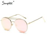 Simplee Vintage twin-beams sunglasses women 2017 Summer beach alloy framephotochromic glasses Transparent oval sun glasses