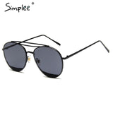 Simplee Vintage twin-beams sunglasses women 2017 Summer beach alloy framephotochromic glasses Transparent oval sun glasses
