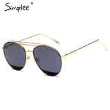 Simplee Vintage twin-beams sunglasses women 2017 Summer beach alloy framephotochromic glasses Transparent oval sun glasses