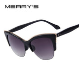 MERRY'S Women Half-Frame Cat Eye Sun glasses Women Brand Designer Summer Style Sun Glasses  Oculos de sol UV400