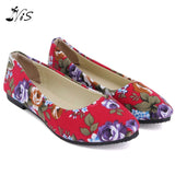 Women Loafers Fashion Spring Autumn Print Flower Flat Shoe Woman Ladies Slip-On Antiskid Flats Boats Canvas Pointed Toe Shoes