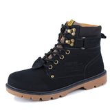 Tangnest Winter Fur Men Boots Casual Lace Up Safety Work Boots Autumn Men Platform Shoes Rubber Snow Boot Man Big Size 46 XMX637