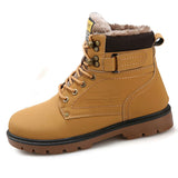 Tangnest Winter Fur Men Boots Casual Lace Up Safety Work Boots Autumn Men Platform Shoes Rubber Snow Boot Man Big Size 46 XMX637