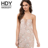 HDY Haoduoyi 2017 Backless Lace Up A-Line Dress Women Clothing Floral Print Mini Vestido Off Shoulder V-neck Female Summer Dress