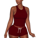2017 Summer Women Fashion Suits Sexy O Neck Sleeveless Tank Top+Shorts Female Casual Tracksuits Sporting Suits Plus Size S-2XL