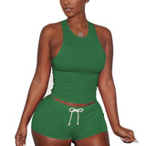 2017 Summer Women Fashion Suits Sexy O Neck Sleeveless Tank Top+Shorts Female Casual Tracksuits Sporting Suits Plus Size S-2XL