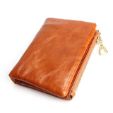 New Fashion TAUREN High Quality 100% Genuine Leather Women Mini Wallet Oil Wax Leather Coin Purse Coin Credit Card Holder