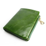New Fashion TAUREN High Quality 100% Genuine Leather Women Mini Wallet Oil Wax Leather Coin Purse Coin Credit Card Holder