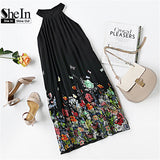 SheIn New Woman Dress 2016 Summer Black Round Neck Sleeveless Womens Casual Clothing Floral Print Cut Away Shift Dresses