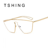 TSHING Fashion Women Clear Cat Eye Sunglasses Unique One Piece Lens Mirror Cateye Sun Glasses Female Optical Big Glasses Frame