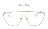TSHING Fashion Women Clear Cat Eye Sunglasses Unique One Piece Lens Mirror Cateye Sun Glasses Female Optical Big Glasses Frame