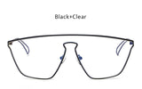 TSHING Fashion Women Clear Cat Eye Sunglasses Unique One Piece Lens Mirror Cateye Sun Glasses Female Optical Big Glasses Frame