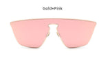TSHING Fashion Women Clear Cat Eye Sunglasses Unique One Piece Lens Mirror Cateye Sun Glasses Female Optical Big Glasses Frame