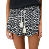 Fashion 2017 Summer Women Shorts Elastic Waist Tunic Drawstring Elegant Beach Tassel Casual Brand Shorts Female
