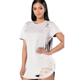 Black Long T Shirt 2017 Sexy Women Loose Short Sleeve Hole Casual Tops cozy shirts bacis brief  Femininas summer clothes