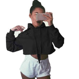 Sexy Women Blouse Hoodie Sweatshirt Short Jumper Crop top Pullover Tops Full Sleeve Cotton Black Clothing Blusas