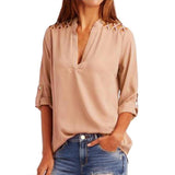 Women Chiffon Blouse Fashion Tab-Sleeve Hollow Out Bandage Blouse Shirt Solid Half Sleeve Tops Clothes Party Club Shirts Blusa