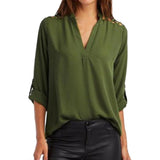 Women Chiffon Blouse Fashion Tab-Sleeve Hollow Out Bandage Blouse Shirt Solid Half Sleeve Tops Clothes Party Club Shirts Blusa