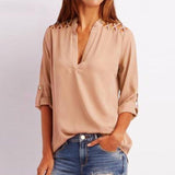 Women Chiffon Blouse Fashion Tab-Sleeve Hollow Out Bandage Blouse Shirt Solid Half Sleeve Tops Clothes Party Club Shirts Blusa