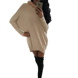 Women's Fashion Dress Long Sleeve O-Neck Fur Collar Batwing Sleeve Ladies Mini Dress Winter Women Clothing