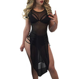 Sexy Perspective Dress 2017 Women Summer Dresses Short Sleeve Bathing Suit Bikini Swimwear Beach Dress Swimsuit Smock