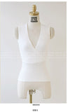 Summer Spring Autumn Women Tank Sweater Female Sexy Clothing Knitted Vest Short Camis Deep V Top Girls 5 Color C65344R