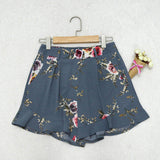 2017 Women Summer Boho Floral Print Elastic High Waist Loose Casual Flouncing Shorts Wide Leg Hotpants Short Trousers