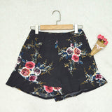 2017 Women Summer Boho Floral Print Elastic High Waist Loose Casual Flouncing Shorts Wide Leg Hotpants Short Trousers