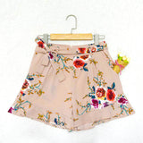 2017 Women Summer Boho Floral Print Elastic High Waist Loose Casual Flouncing Shorts Wide Leg Hotpants Short Trousers