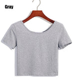 E126 2017 Spring Summer Women Clothing Cropped Tops Bottoming Halter Short Sleeve Waist Crop