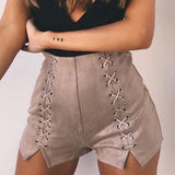 2017 Womens Summer Sexy High Waist Criss-Cross Split Slim Casual Shorts Pantalones Stretch Trousers Hotpants