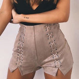 2017 Womens Summer Sexy High Waist Criss-Cross Split Slim Casual Shorts Pantalones Stretch Trousers Hotpants