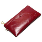 Mobile Phone Packet 7 Color Women's Slim Wallets Oil Wax Leather Thin Handbag Leather Simple Leather Hand Grasping Coin Purse