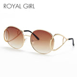 ROYAL GIRL Unique Women Sunglasses Retro Oval Glasses shades New Metal Frame Gradient Brown Film ss112